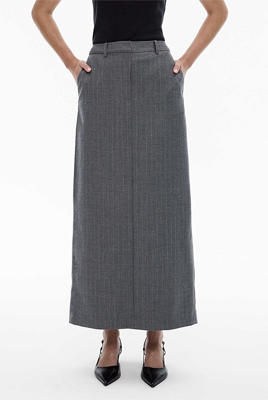 Wool Blend Pinstripe Skirt