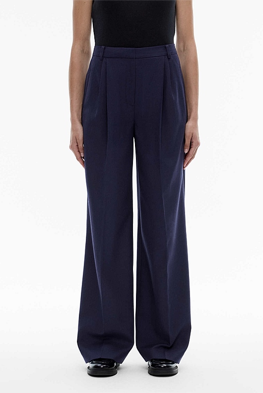 Wool Blend Relaxed Rise Trouser