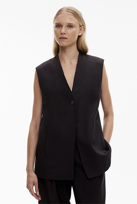 Wool Blend Single-Breasted Vest