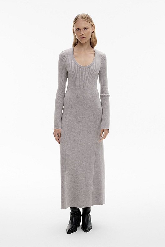 Wool Blend Scoop Knit Dress