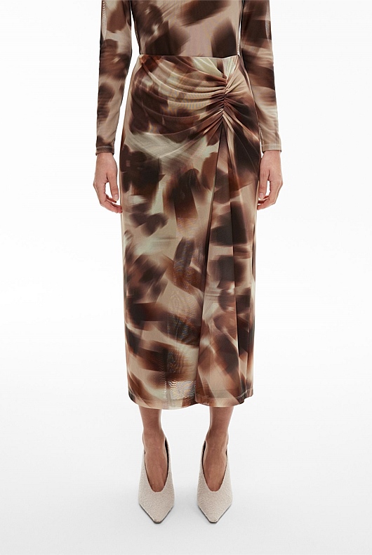 Gathered Side Mesh Skirt