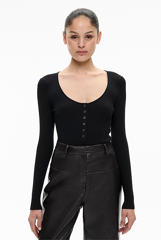 Scoop Henley Knit