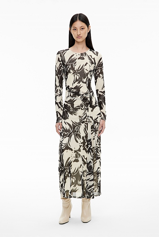 Crew Mesh Long Sleeve Dress