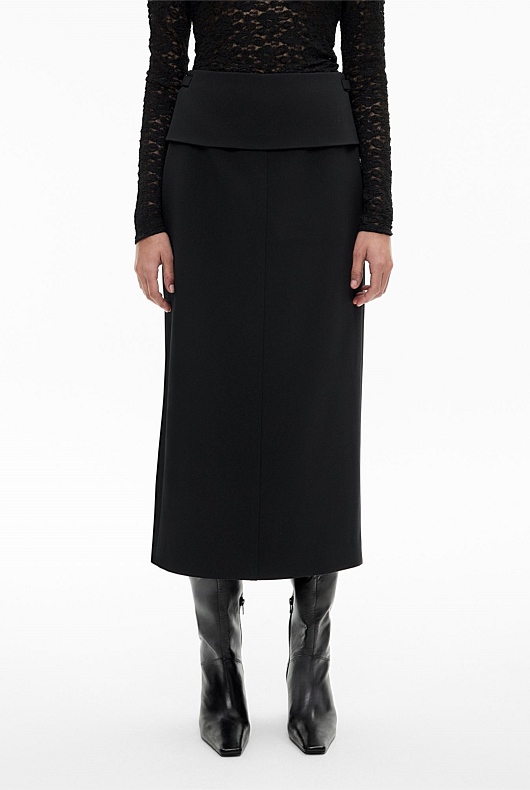 Waist Tab Midi Skirt
