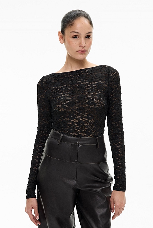 Textured Boat Neck Top
