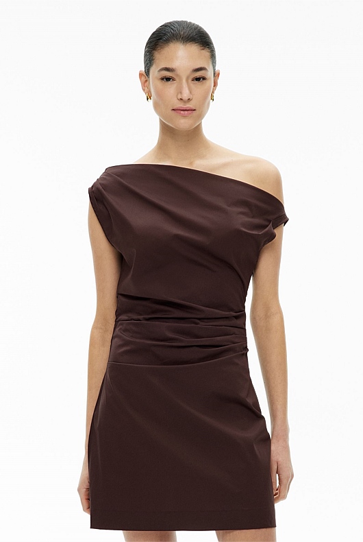 Asymmetric Shoulder Mini Dress