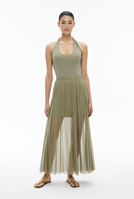 Pleated Mesh Skirt
