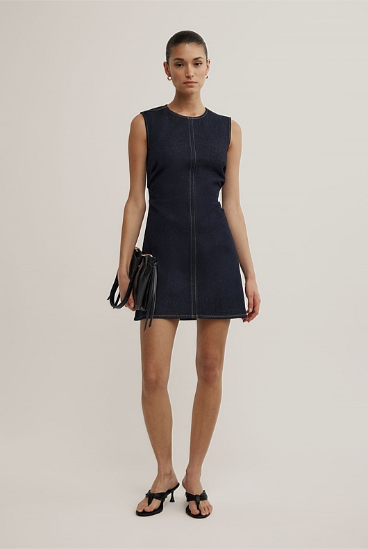 Tuck Detail Denim Dress