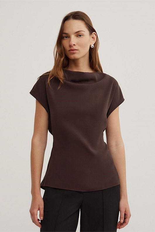 Cowl Tie Belt Top