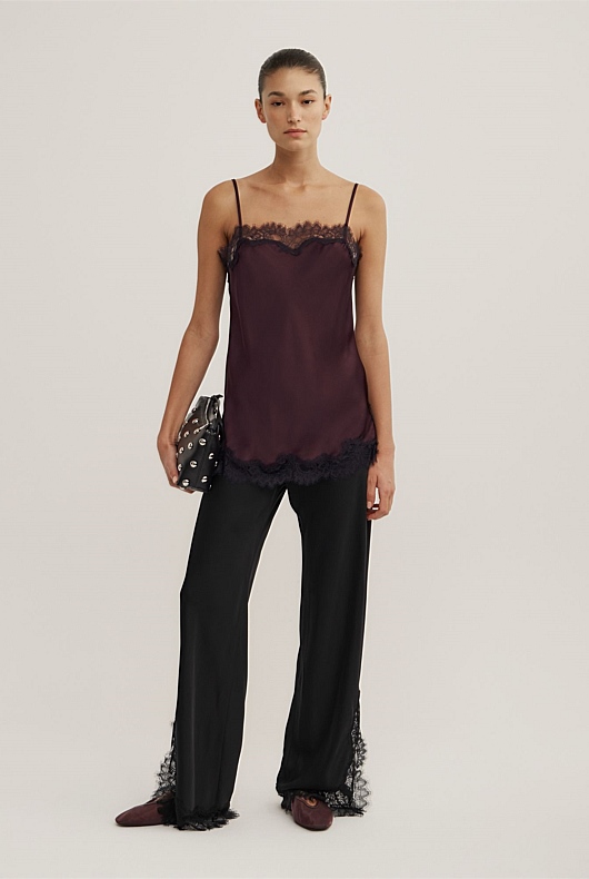 Lace Trim Bias Pants