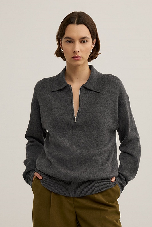 Zip Polo Knit