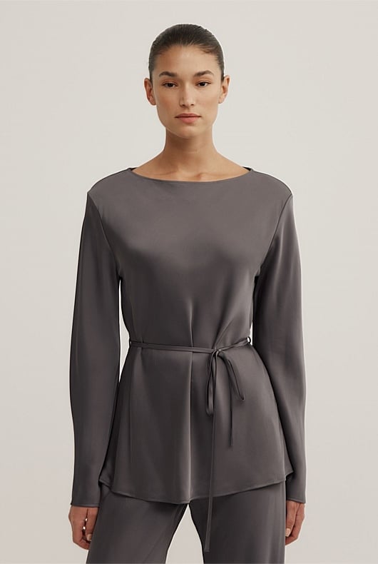 Satin Boat Neck Top