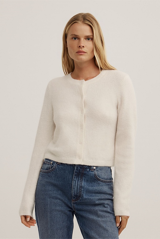 Fluffy Button Cardigan