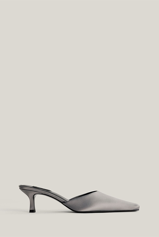 Ash Satin Mules
