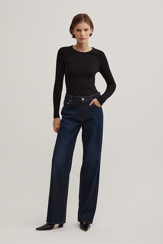 Mid Rise Straight Jeans