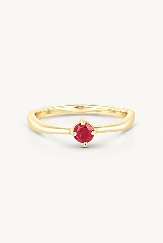 July Ruby Gold Birthstone Ring