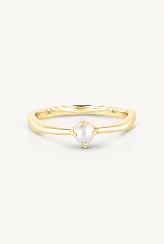 June Pearl Gold Birthstone Ring