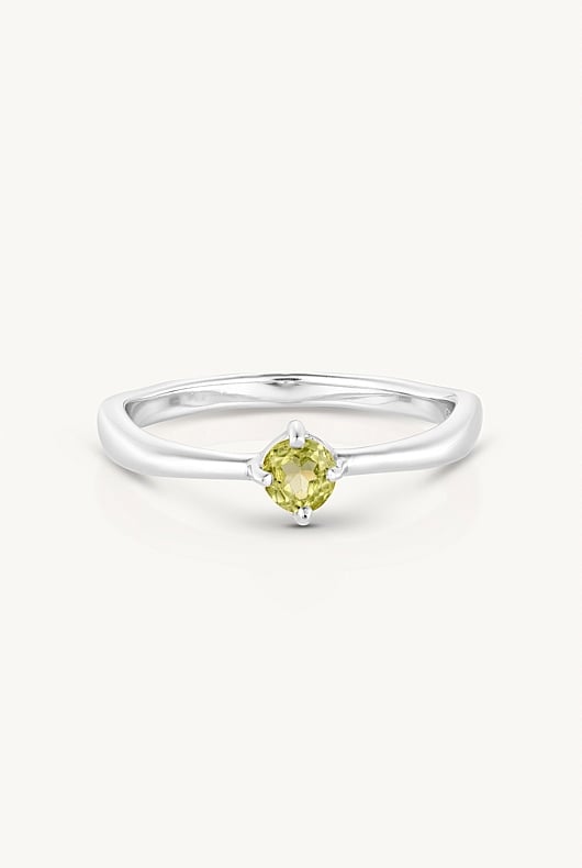 August Peridot Silver Birthstone Ring