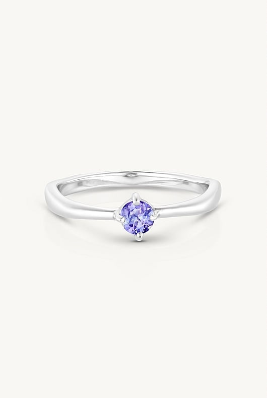December Tanzanite Silver Birthstone Ring