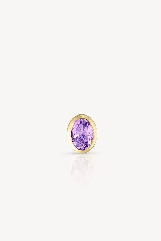 February Amethyst Gold Oval Birthstone Charm