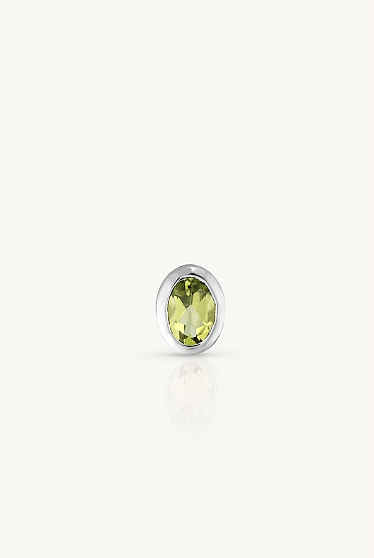 August Peridot Silver Oval Birthstone Charm