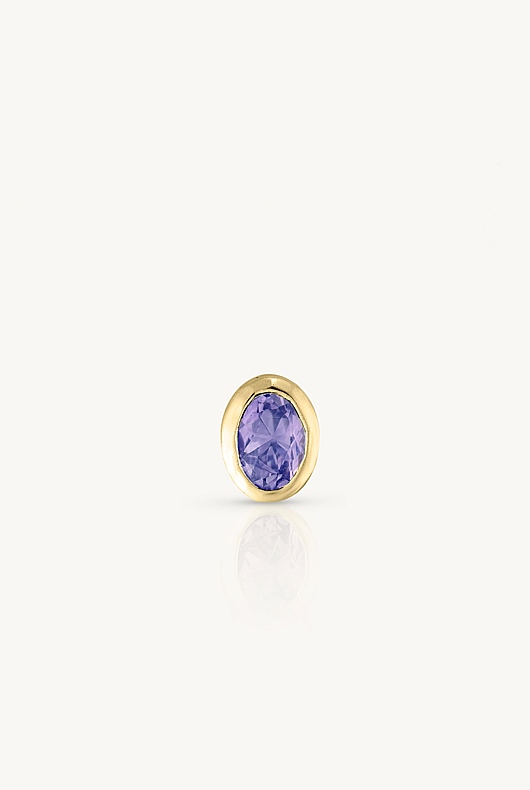 December Tanzanite Gold Oval Birthstone Charm