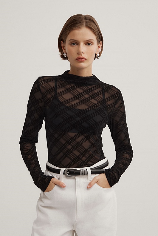 Flocked Mesh Top