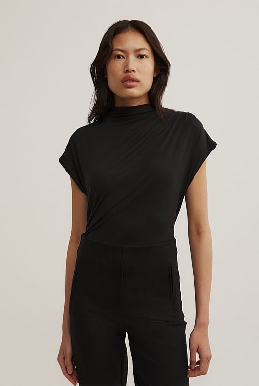 Draped High Neck Top