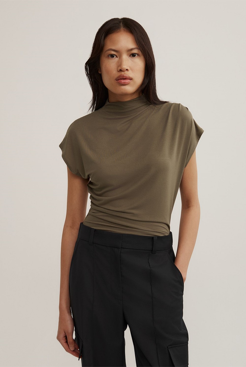 Draped High Neck Top