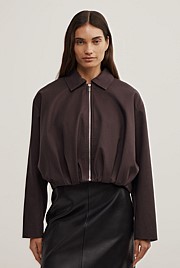 Gathered Hem Bomber Jacket