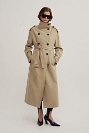 Funnel Collar Trench Coat