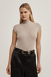 High Neck Knit T-Shirt