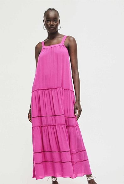 Bright Magenta Trim Detail Maxi Dress - Women's Maxi Dresses | Witchery