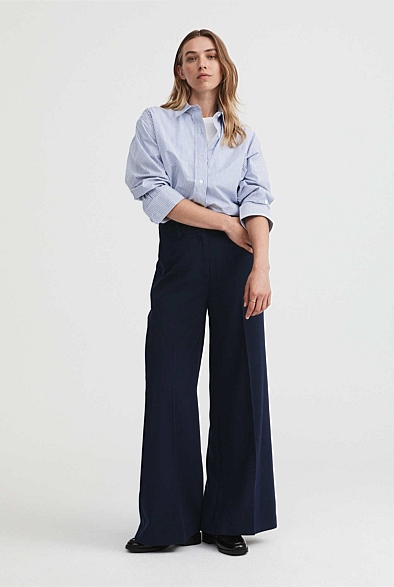 Abiyya Dressy Wide Leg Pants - Blue/Cafe