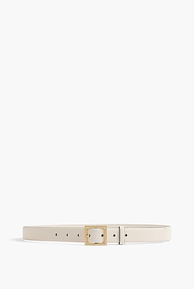 Milk White Sharp Buckle Belt - Women's Belts | Witchery