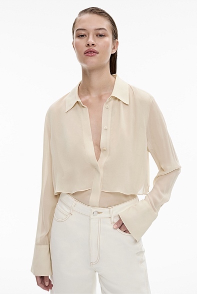 Champagne Georgette Layered Shirt - Women's Evening Shirts | Witchery