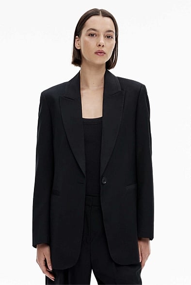 Black Wool Blend Boxy Blazer - Women's Jackets & Coats | Witchery