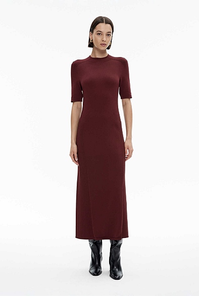 Rich Mulberry Mock Neck Knit Dress - Women's Knit Dresses | Witchery