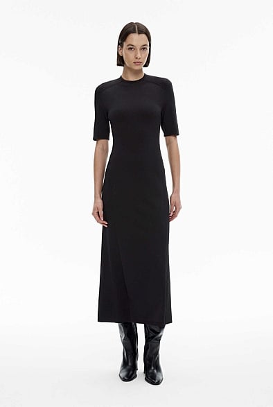 Black Mock Neck Knit Dress - Women's Black Dresses | Witchery