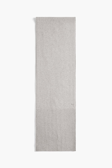 Light Grey Marle Rib Trim Knit Scarf - Women's Scarves & Wraps | Witchery