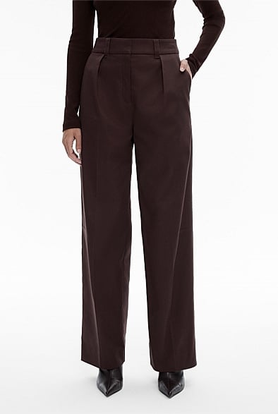 Black Currant Cotton Blend Trouser - Women's Cotton Pants | Witchery