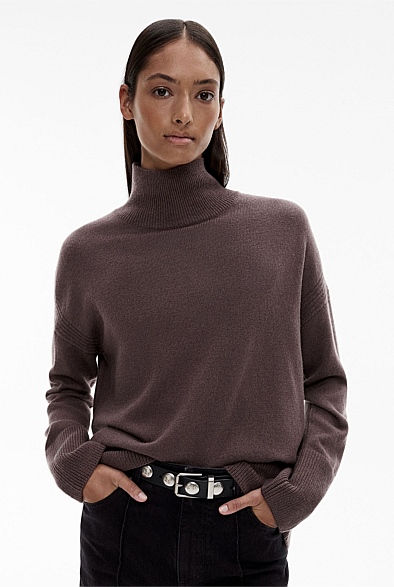 HZSONNE Women's Chunky Knit Turtleneck Sweater - Batwing Sleeve, Oversized Pullover, Blue, Large - View #3