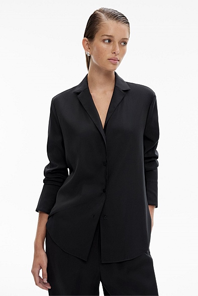 Black Button Through Shirt - Women's Evening Shirts | Witchery