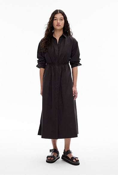 Black Gathered Back Dress - Women's A Line Dresses | Witchery