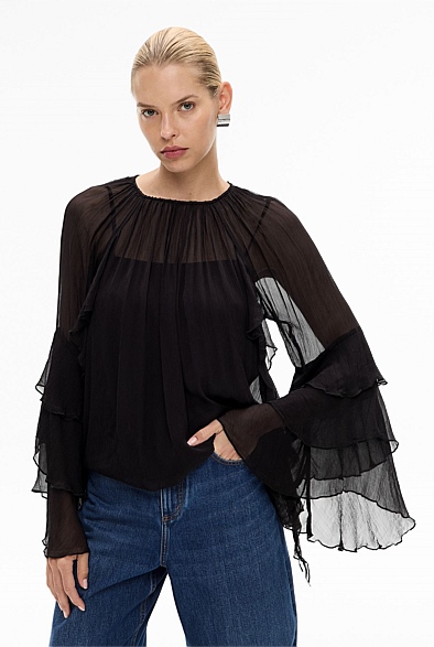 Pixie Night Women's Ruffle Sleeve Top
