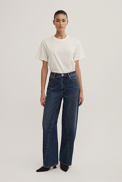 Angled Seam Denim Jeans