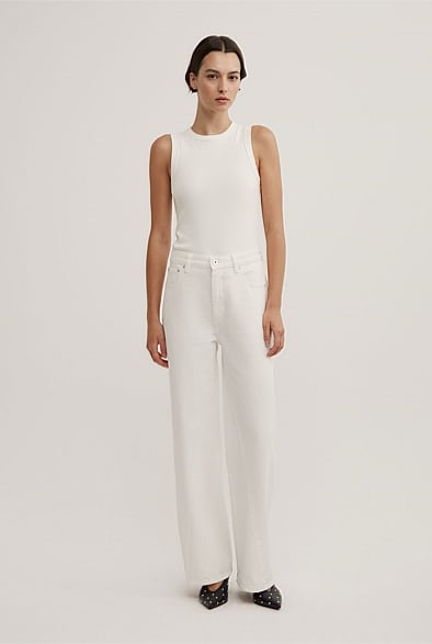 Angled Seam Denim Jeans