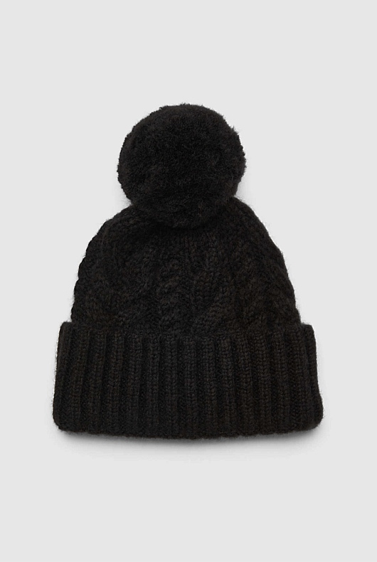 Black Cable Knit Beanie Women's Hats Witchery