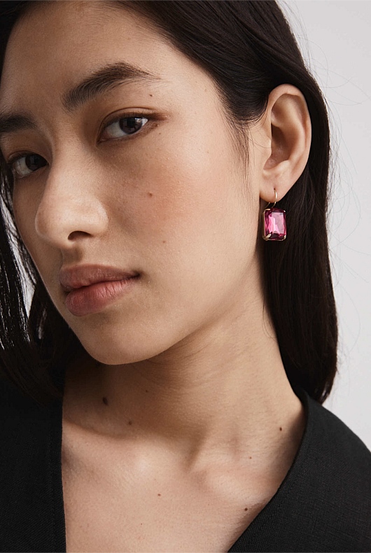 Fuchsia Large Crystal Earring - Women's Earrings | Witchery