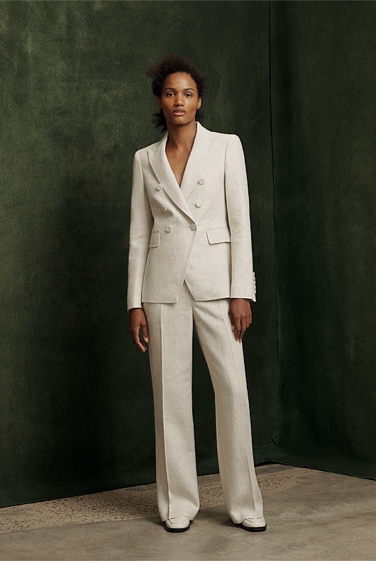 Flax Yarn Dye Linen DoubleBreasted Blazer Women's Blazers Witchery